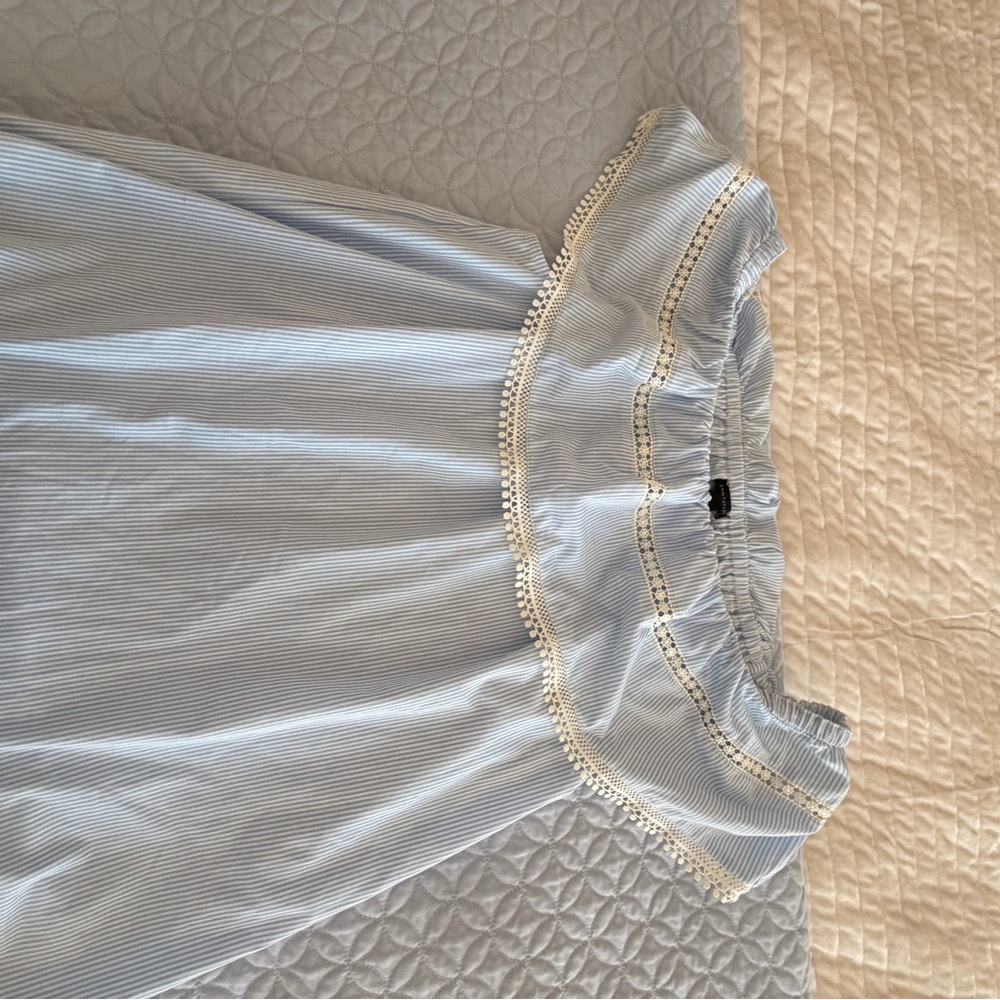 Ann Taylor Light Blue Blouse with Lace Trim